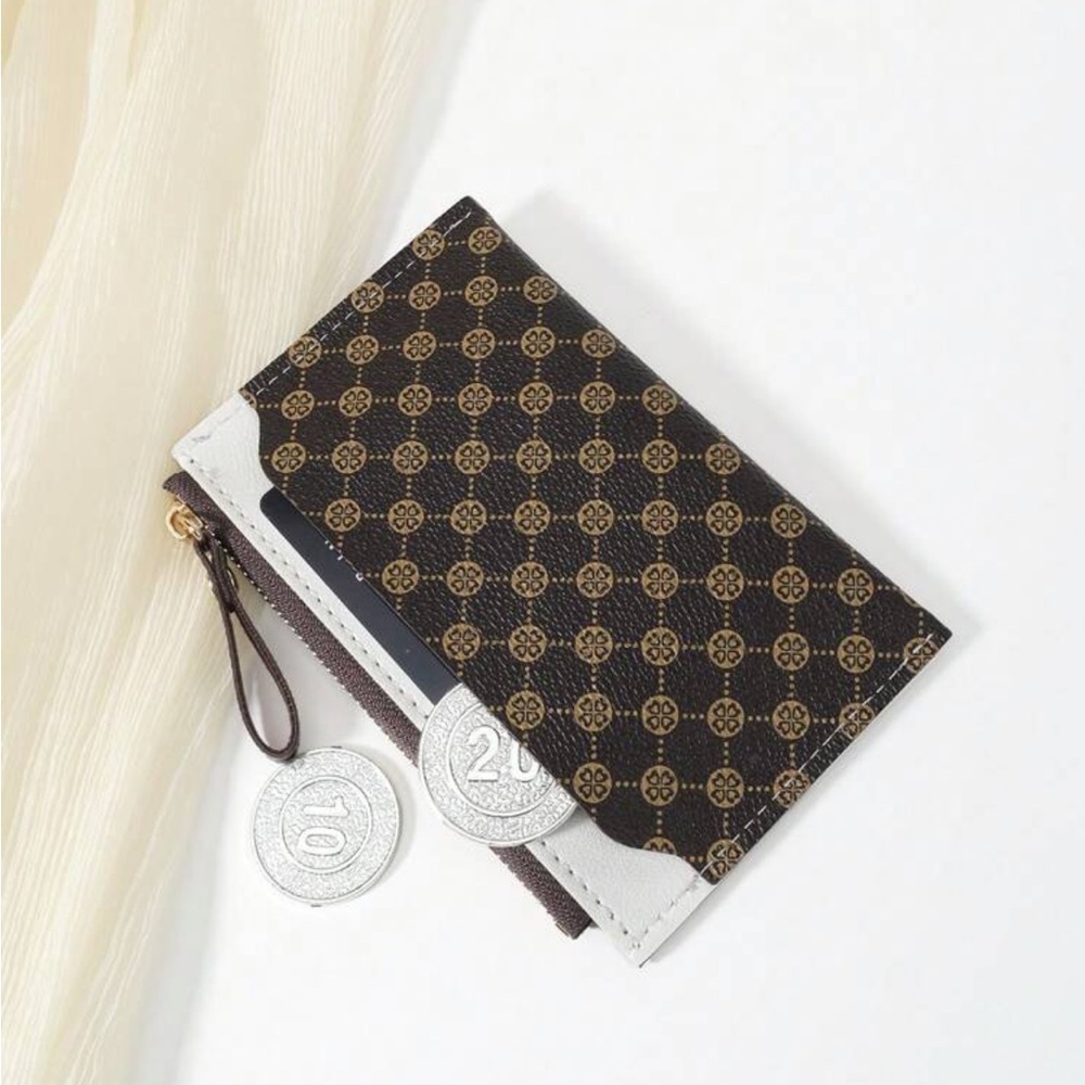 ⚠️Clearance Coffee Brown Patterned Design Slim Cardholder / Wallet - Picture 3 of 4